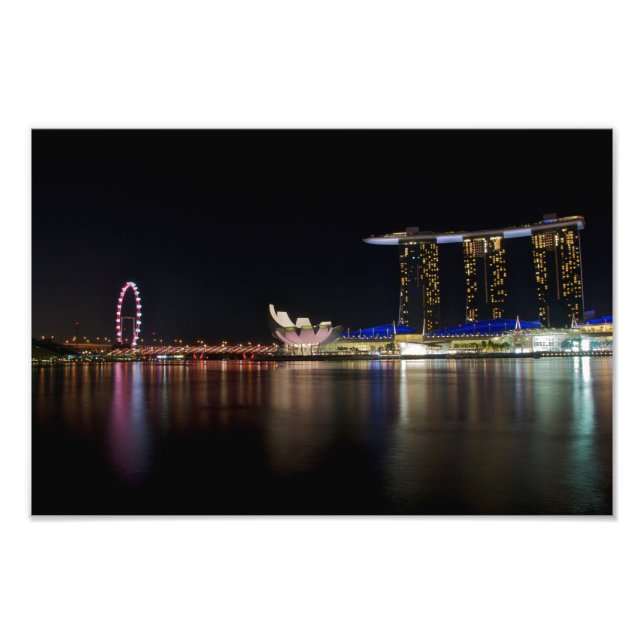 Singapore Skyline per natt Fototryck (Framsidan)