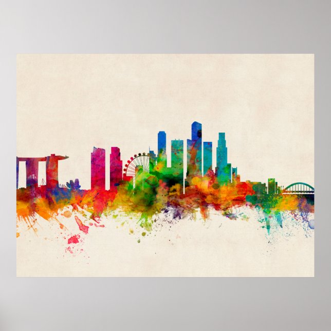 Singapore Skyline Poster (Framsidan)