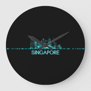 Singapore Skyline Stor Klocka