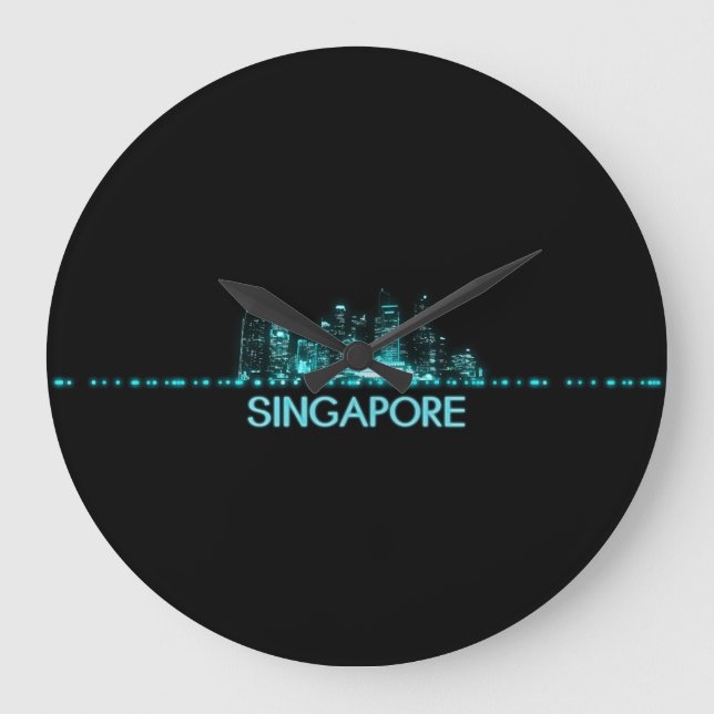 Singapore Skyline Stor Klocka (Framsida)