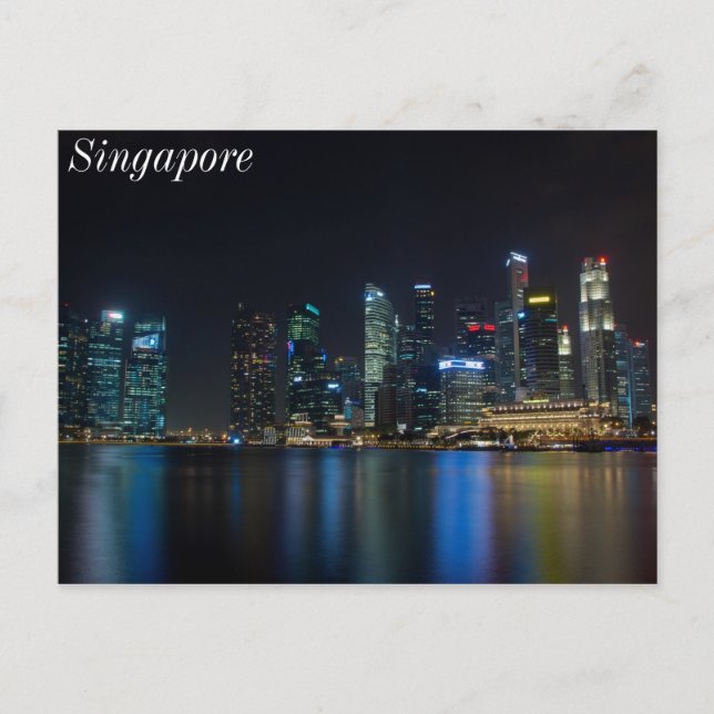 Singapore Skyline vid Fullerton Vykort (Framsida)