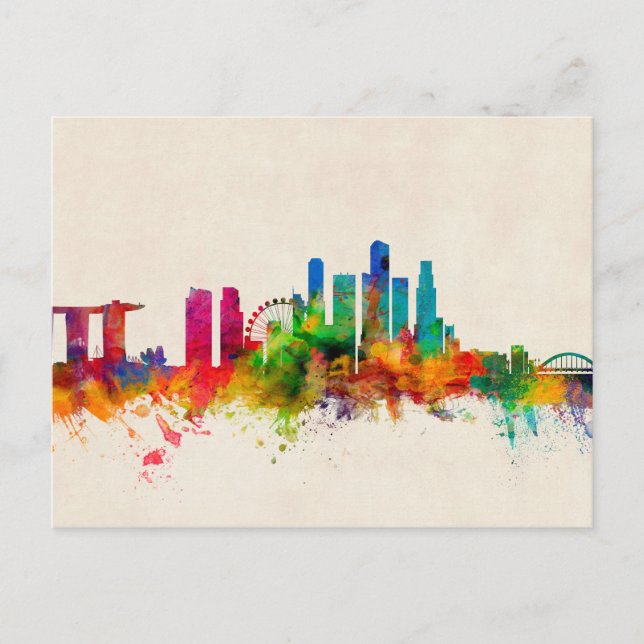Singapore Skyline Vykort (Framsida)