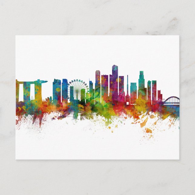 Singapore Skyline Vykort (Framsida)