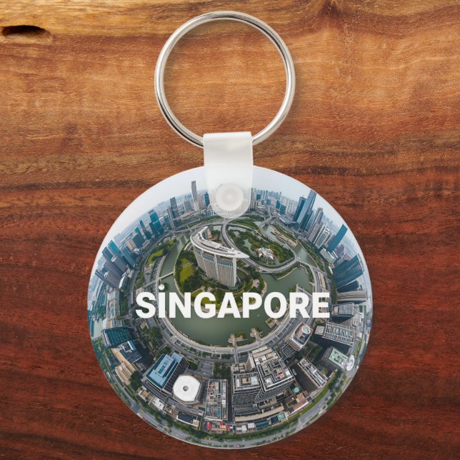 Singapore stads retro himmel nyckelring (Framsida)