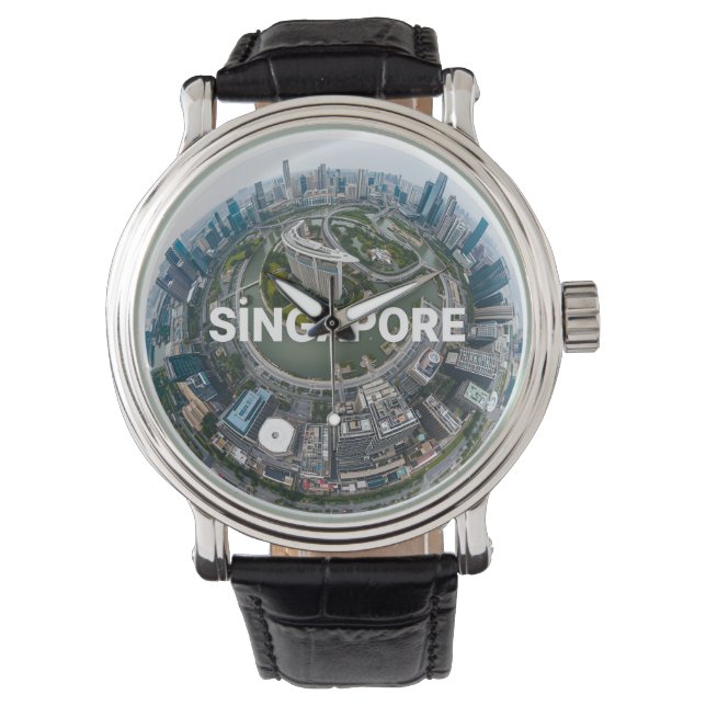 Singapore stads retro himmelslinje armbandsur (Framsida)