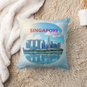 Singapore stads retro himmelslinje kudde