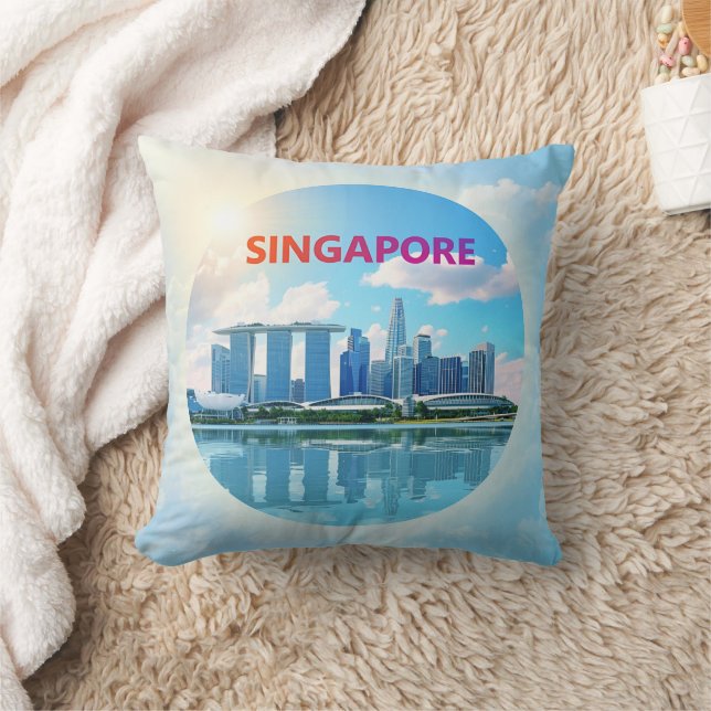 Singapore stads retro himmelslinje kudde (Filt)