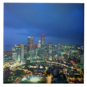 Singapore stadsbild på natten, Singapore Kakelplatta