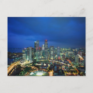 Singapore stadsbild på natten, Singapore Vykort