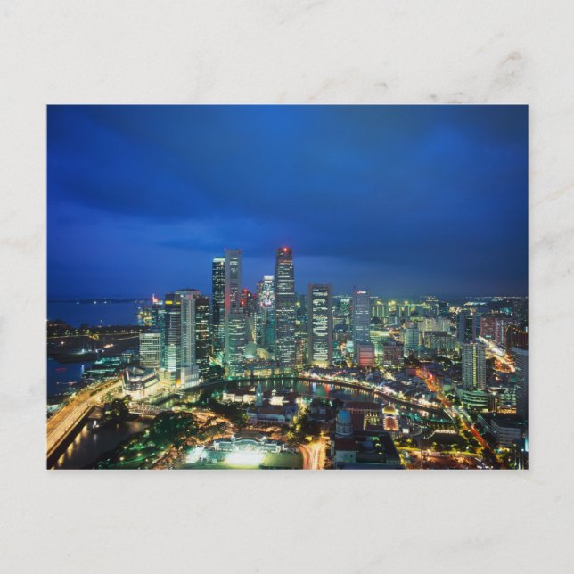 Singapore stadsbild på natten, Singapore Vykort (Framsida)
