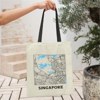 Singapore Stadskarta Totebag Tygkasse
