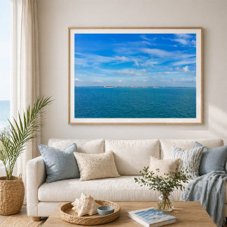 Singapore Straits sjöfartsleder med lastfartyg Poster