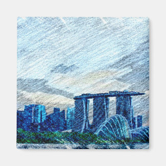 Singapore Views Färg Magnet