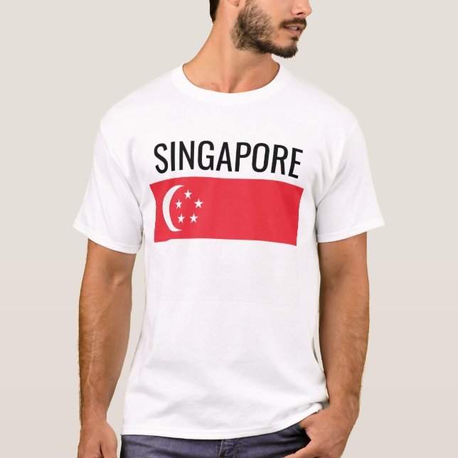 Singapore/ World Land National Flagga T Shirt (Framsida)