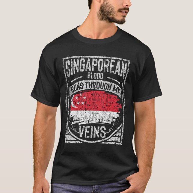 Singaporean Blood Springa genom mina Veins T Shirt (Framsida)
