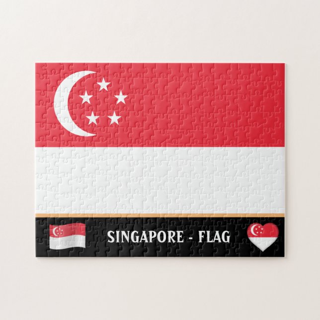 Singaporeanska Flagga och Singapore land / Singapo Pussel (Horisontell)