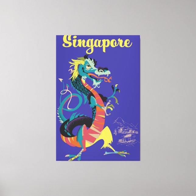 Singapores drake vintage resor poster canvastryck (Framsida)