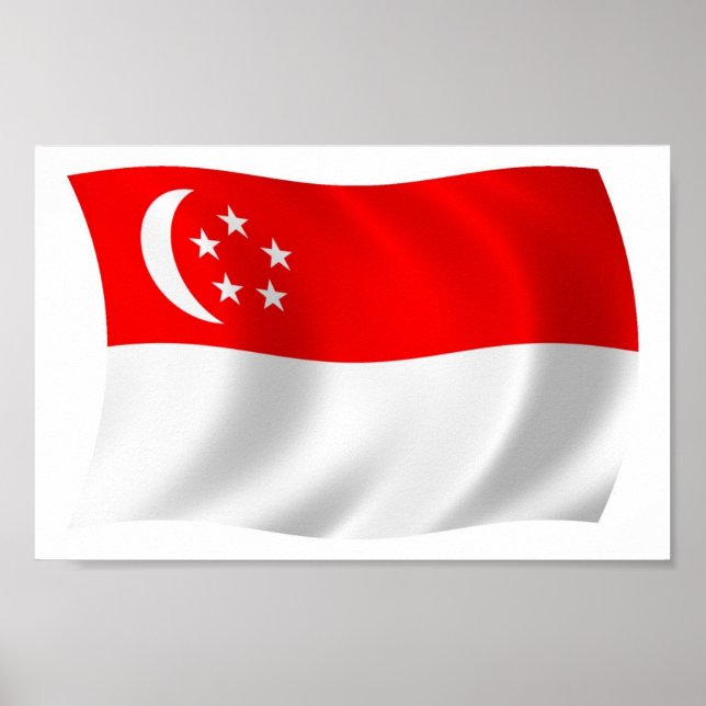 Singapores flagga Affischtryck Poster (Framsidan)