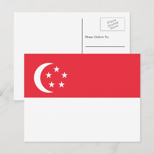 Singapores flagga, Flagga av Singapore Vykort (Fram/baksida)