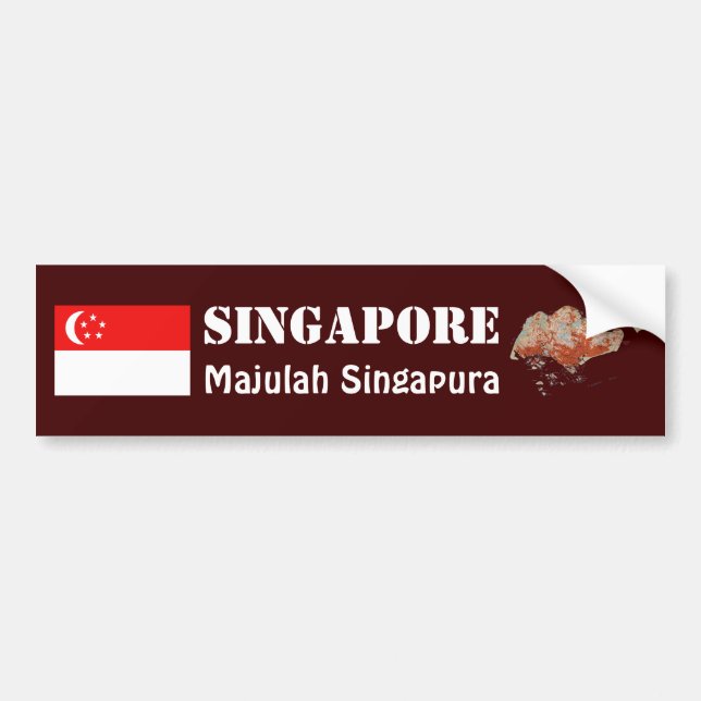 Singapores flagga + kart dekalsticker bildekal (Framsidan)