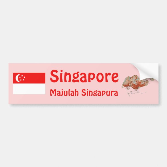 Singapores flagga + kart dekalsticker bildekal (Framsidan)