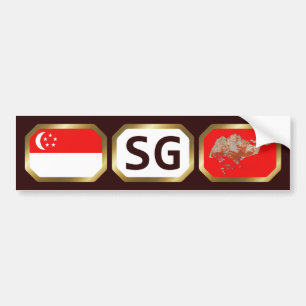 Singapores Flagga-kod för stötfångare Bildekal