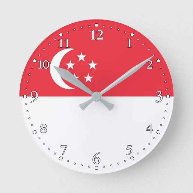 Singapores flagga rund klocka (Framsida)
