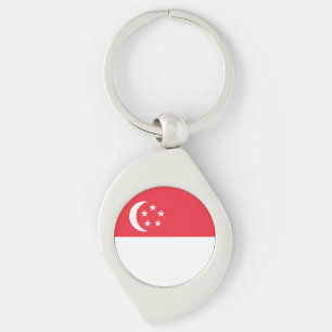 Singapores flagga swirl silverfärgad nyckelring