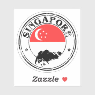 Singapores förseglingsetikett Rund Flagga för bärb Klistermärken