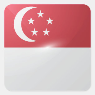 Singapores fyrkantiga flagga fyrkantigt klistermärke