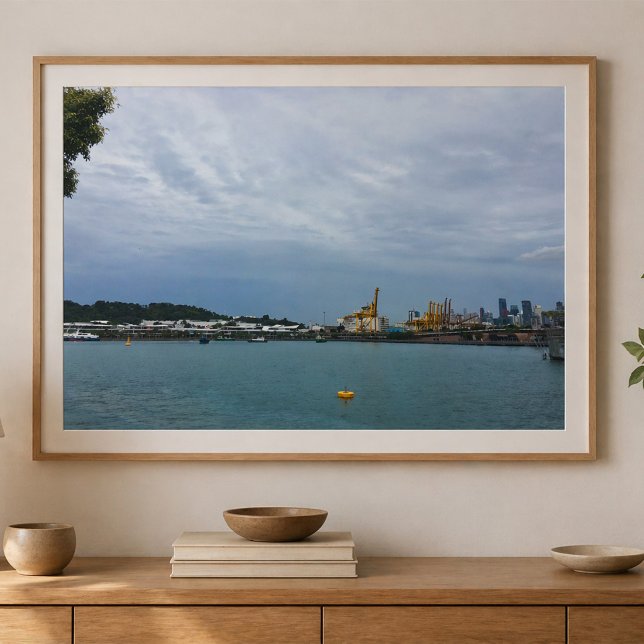 Singapores hamn och hamnkranar poster (Skapare uppladdad)