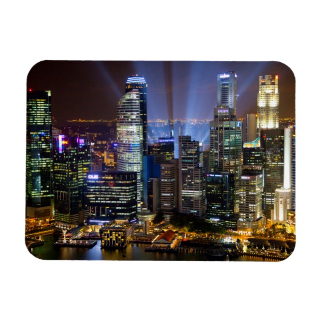 Singapores huvudstad på natten magnet (Horisontell)