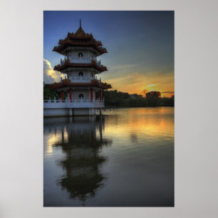 Singapores kinesiska Garden Pagoda Byggnad Poster