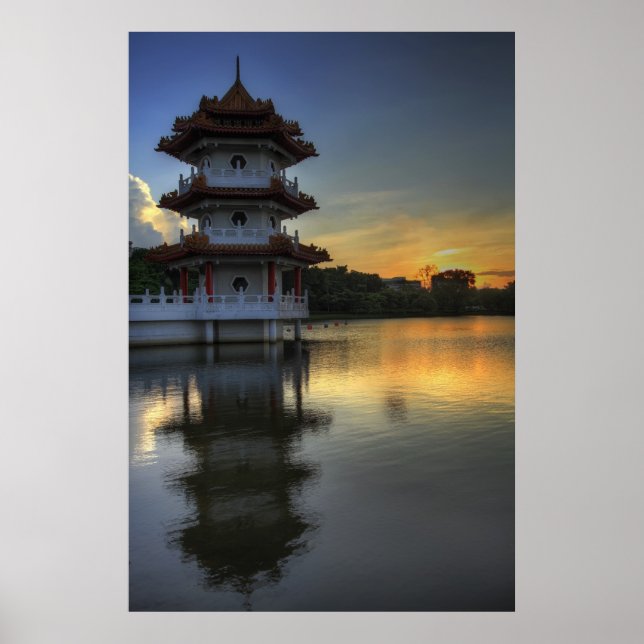 Singapores kinesiska Garden Pagoda Byggnad Poster (Framsidan)