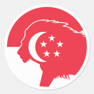 Singapores Lejona nationella Flagga Runt Klistermärke