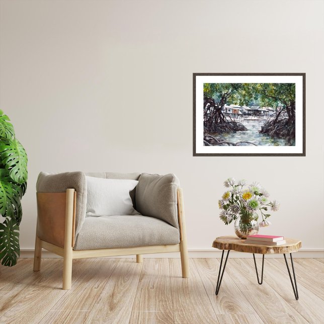 Singapores matchningar - utskrift av vattenfärgsko poster (Singapore Mangroves Watercolour.
Artist: Roger Smith)