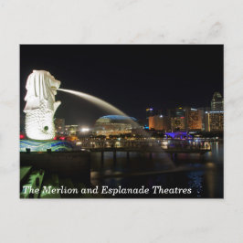 Singapores Merlion och Esplanade Theaters Vykort