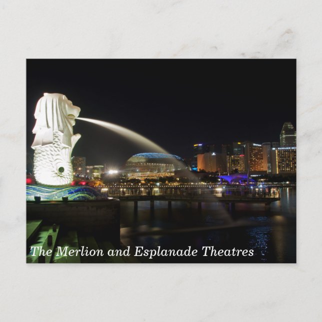 Singapores Merlion och Esplanade Theaters Vykort (Framsida)