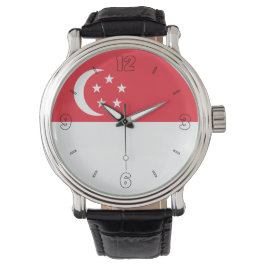 Singapores nationella Flagga Elegant Patriotic Armbandsur