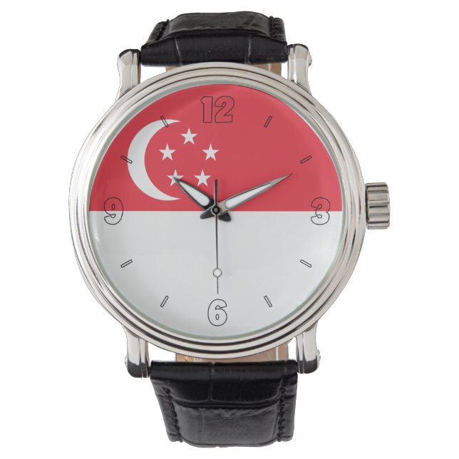Singapores nationella Flagga Elegant Patriotic Armbandsur (Framsida)