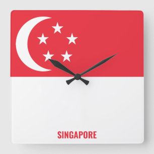 Singapores nationella Flagga Patriotic Fyrkantig Klocka