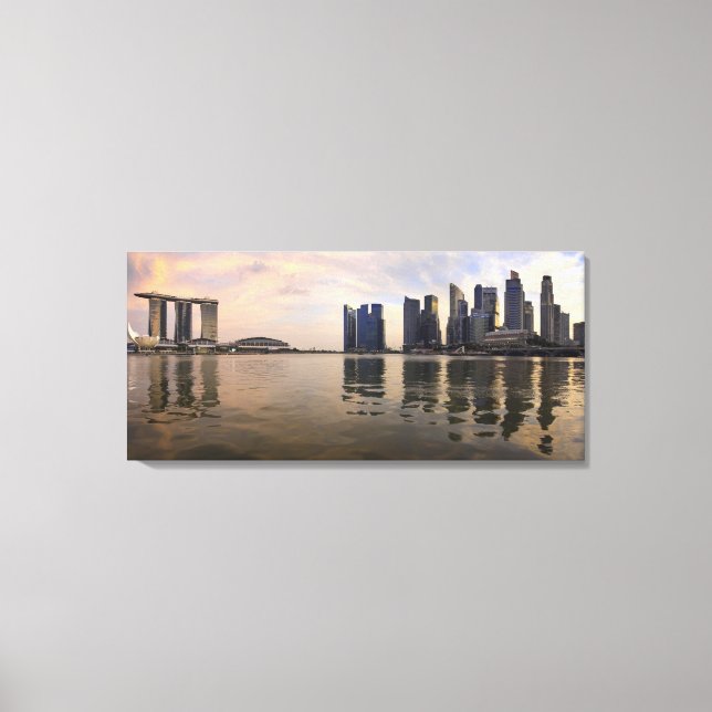 Singapores solnedtonade Kanvastryck (Framsida)
