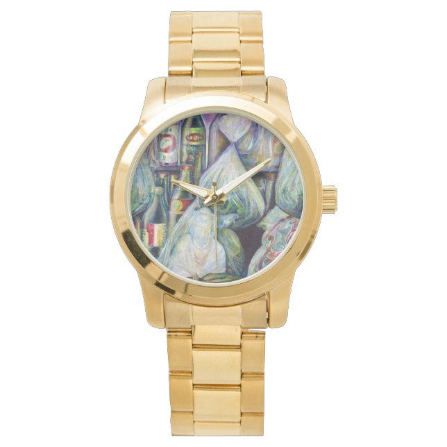 Singapores sönderdelade blommor armbandsur (Framsida)