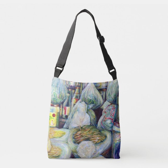 Singapores sönderdelade blommor axelväska (Framsida)