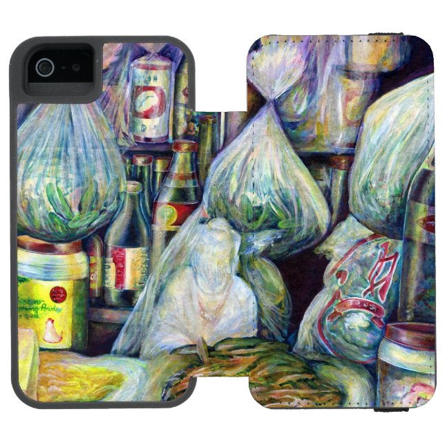 Singapores sönderdelade blommor incipio iPhone wallet skal (Folio Öppen)