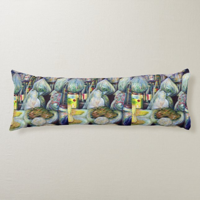 Singapores sönderdelade blommor kroppskudde (Framsidan)