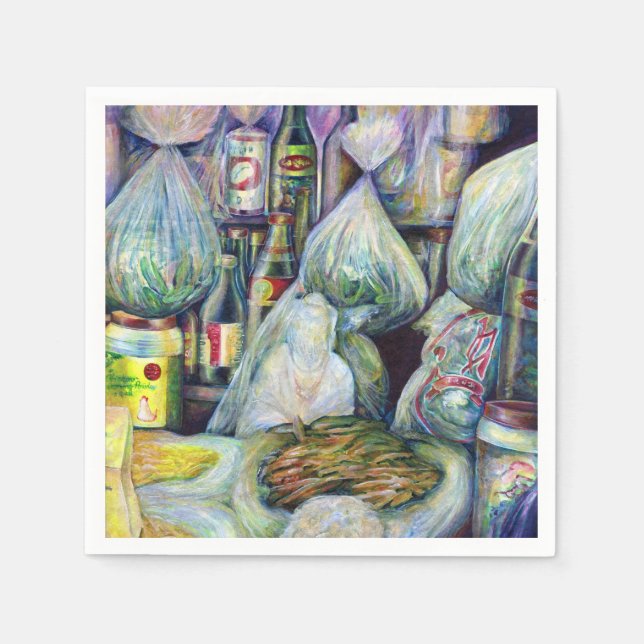 Singapores sönderdelade blommor pappersservett (Framsidan)