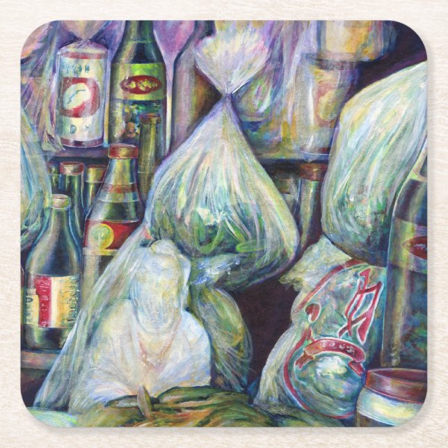 Singapores sönderdelade blommor underlägg papper kvadrat (Framsidan)