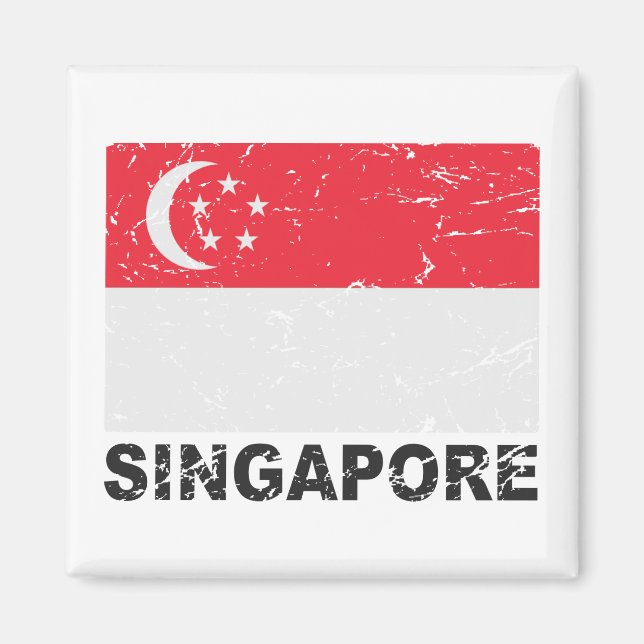 Singapores Vintage Flagga Magnet (Framsidan)