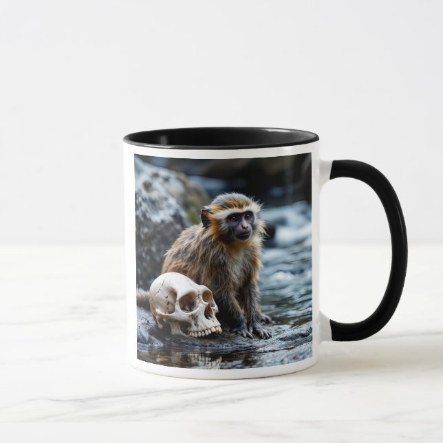 Singe curieux et crâne mystérieux. mugg (Höger)